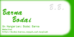 barna bodai business card